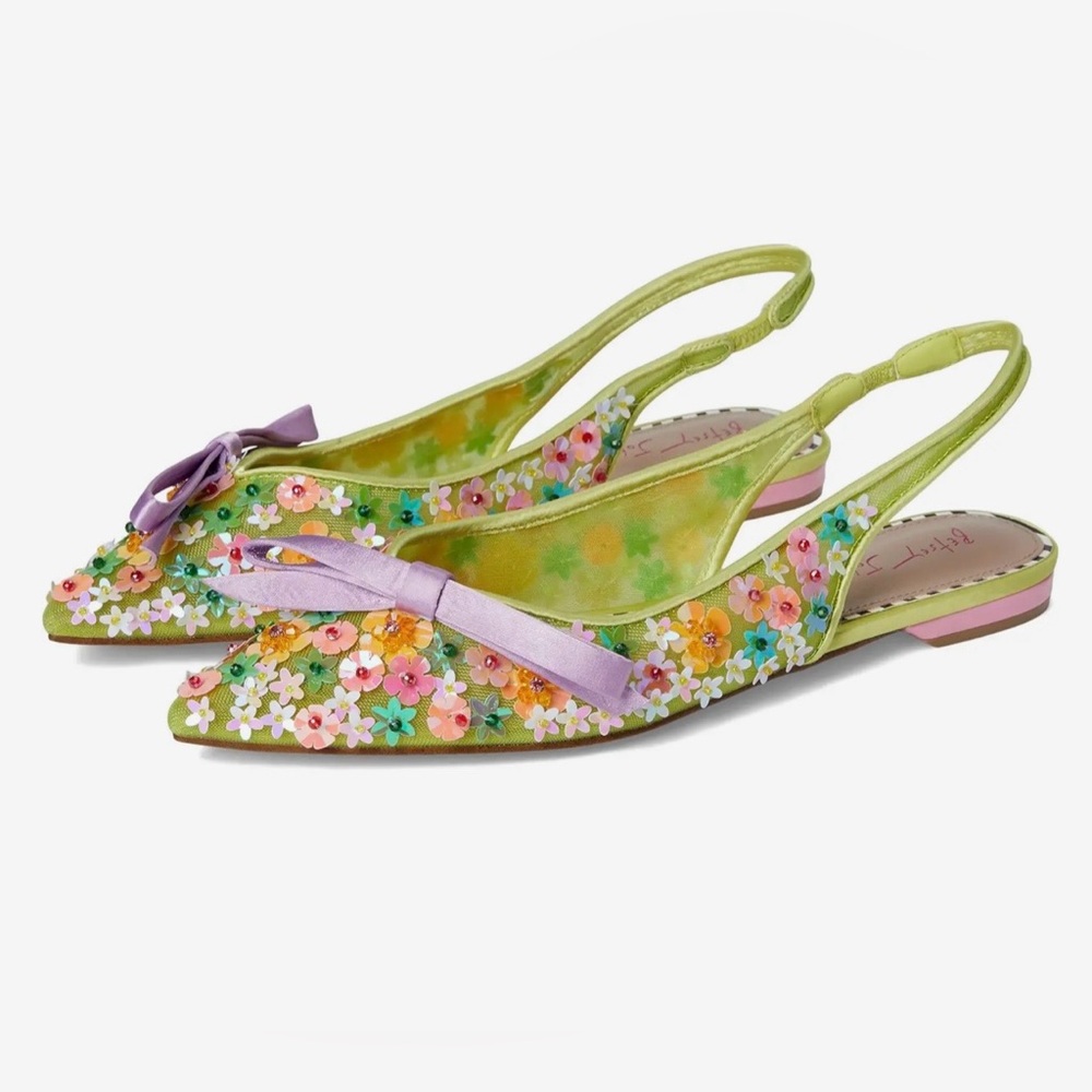 NWOT Betsey Johnson Layla Slingbacks in Lime Multi Sz 6.5